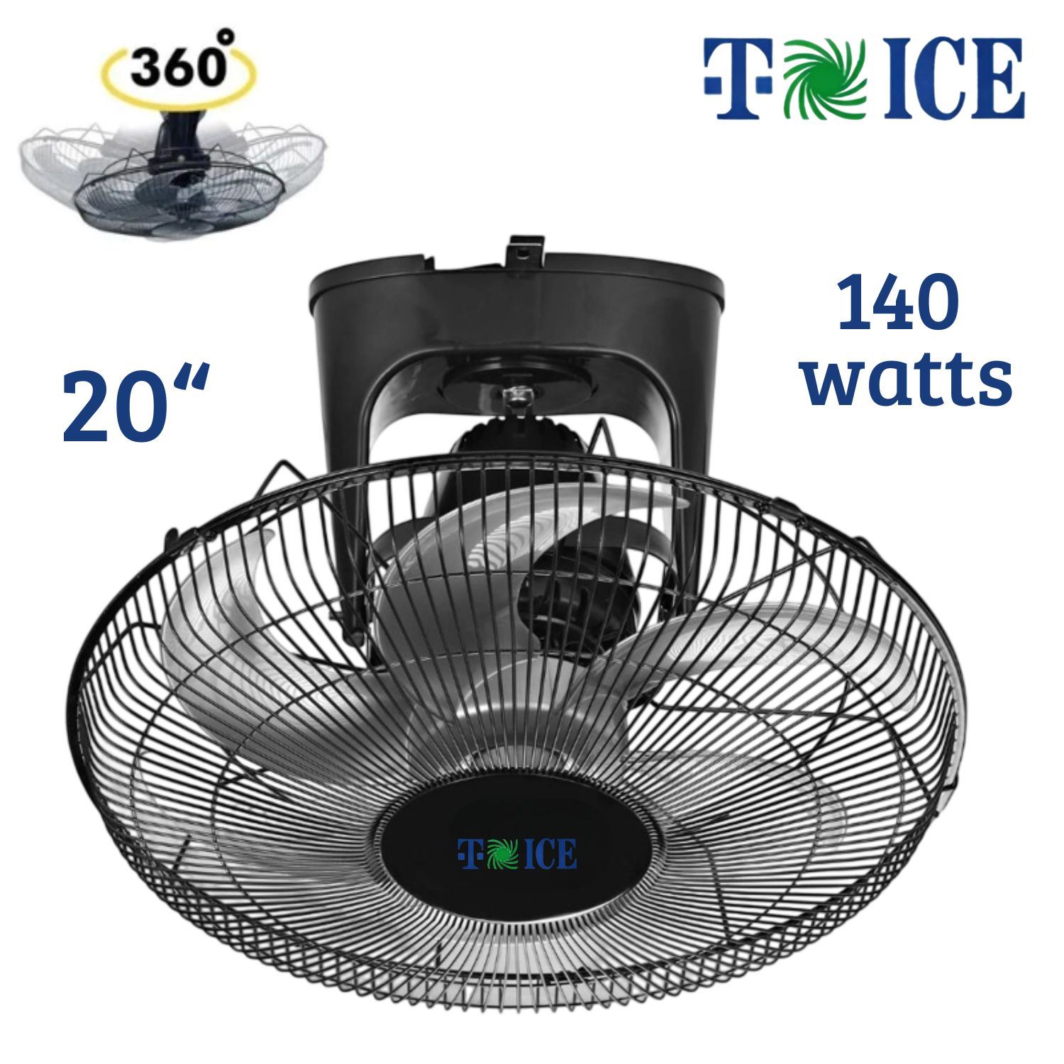 Ventilador de Techo Orbital T-ICE 20" 03 Velocidades Potente Motor